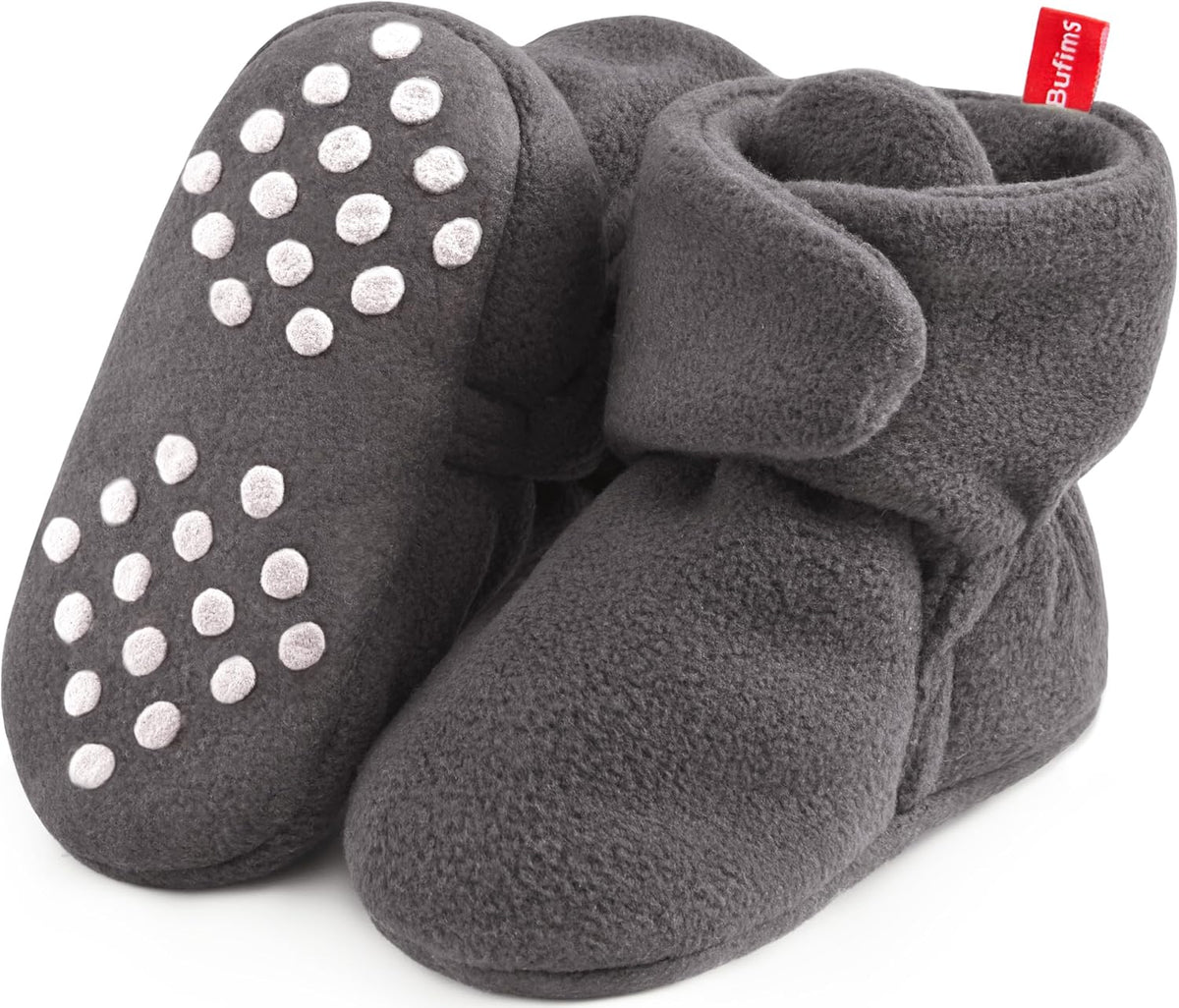 Fleece baby booties with non-slip soles, view 11