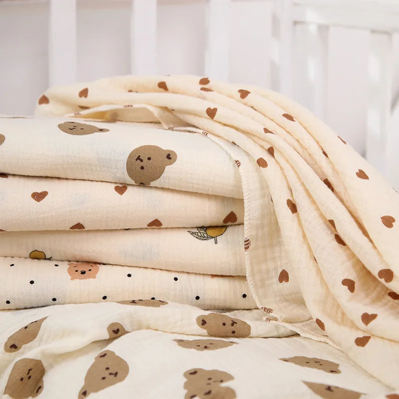 Adorable Cotton Muslin Baby Swaddle Blanket - Soft, Breathable, and Perfect for Newborns!