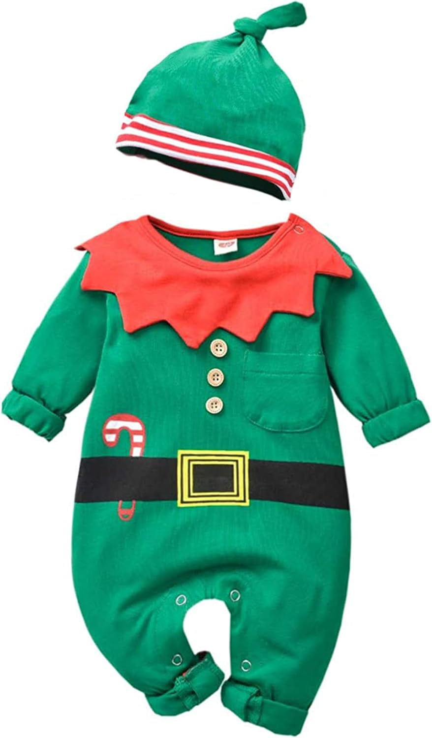 Infant Baby Boys Girls First Christmas Outfit Xmas Romper Elf Santa Clothes