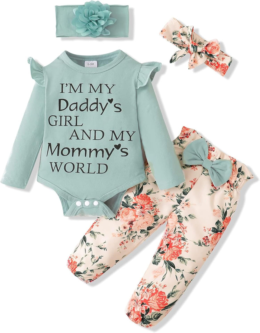 4-Piece Newborn Baby Girl Fall and Winter Outfit Set