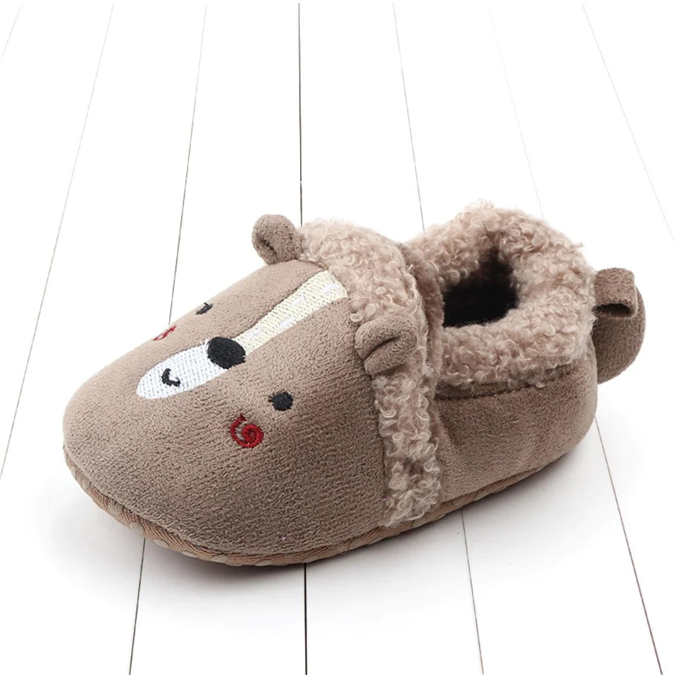 Adorable Anti-Slip Infant Knit Slippers for Boys and Girls - Cute Cartoon Prewalker Crib Shoes