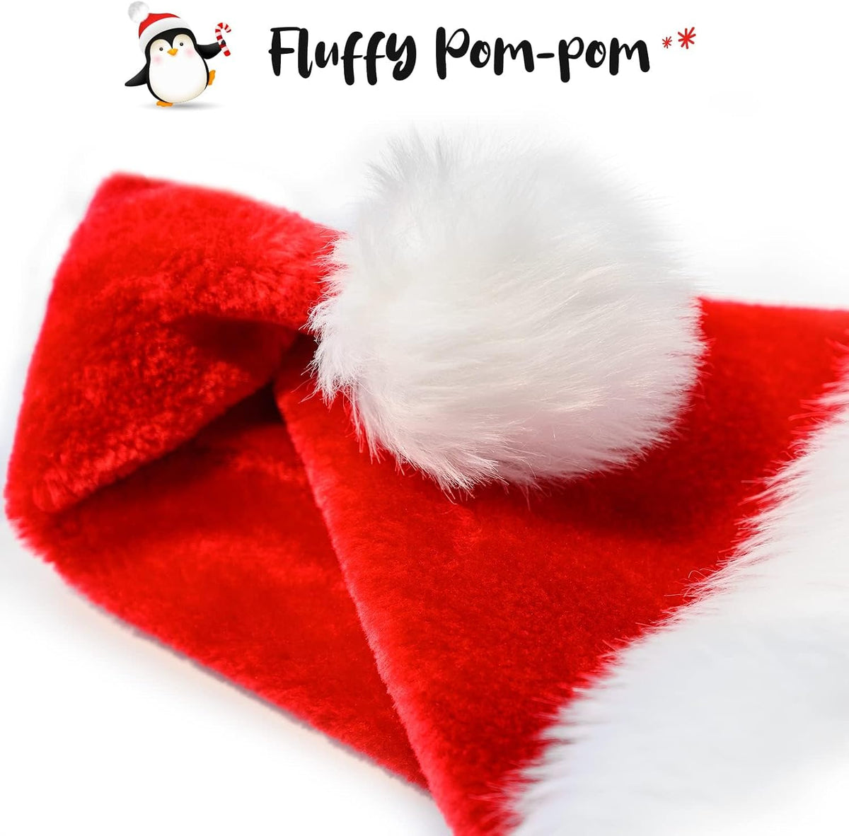 Plush red velvet Santa hat for babies and kids, view 5