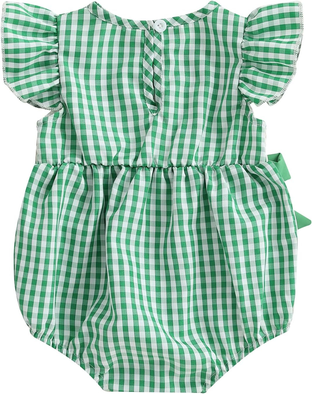 Newborn Girl Smocked Santa Romper Infant Baby Christmas Tree Embroidery Bubble Rompers Fly Sleeve Gingham Bodysuit