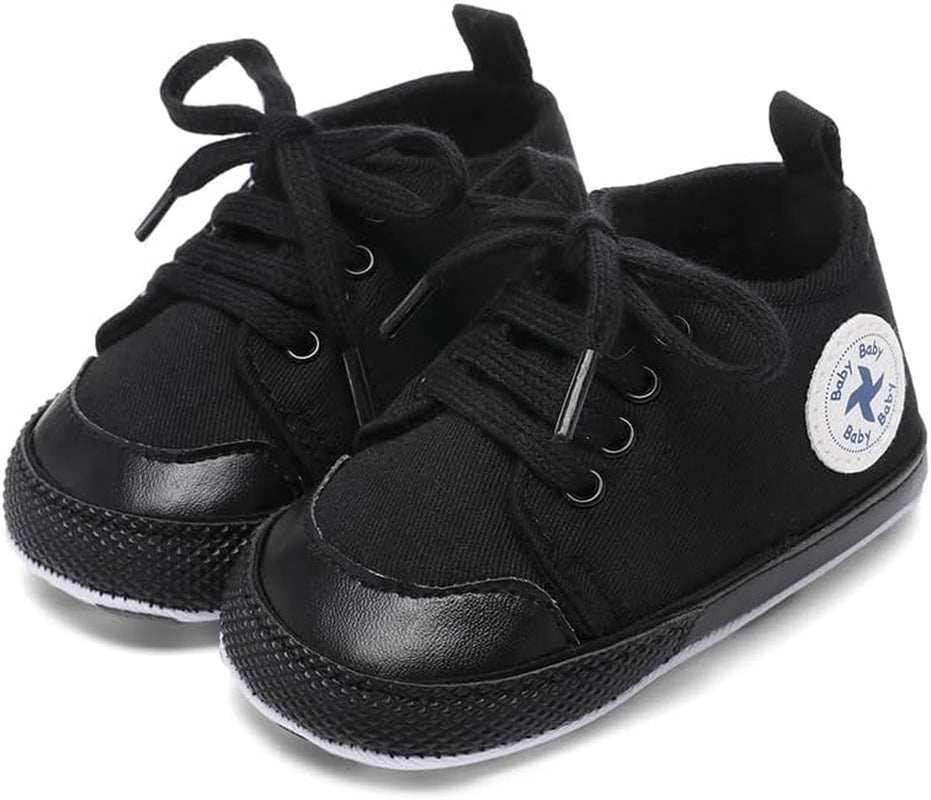Adorable Unisex High Top Canvas Sneakers for Newborns - Soft Anti-Slip Sole First Walkers in Denim