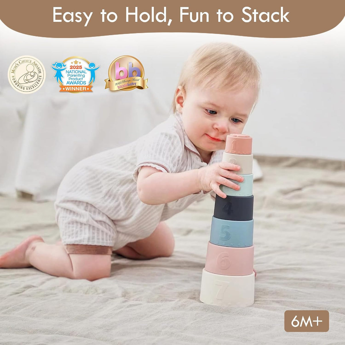 Silicone stacking cups, view 2