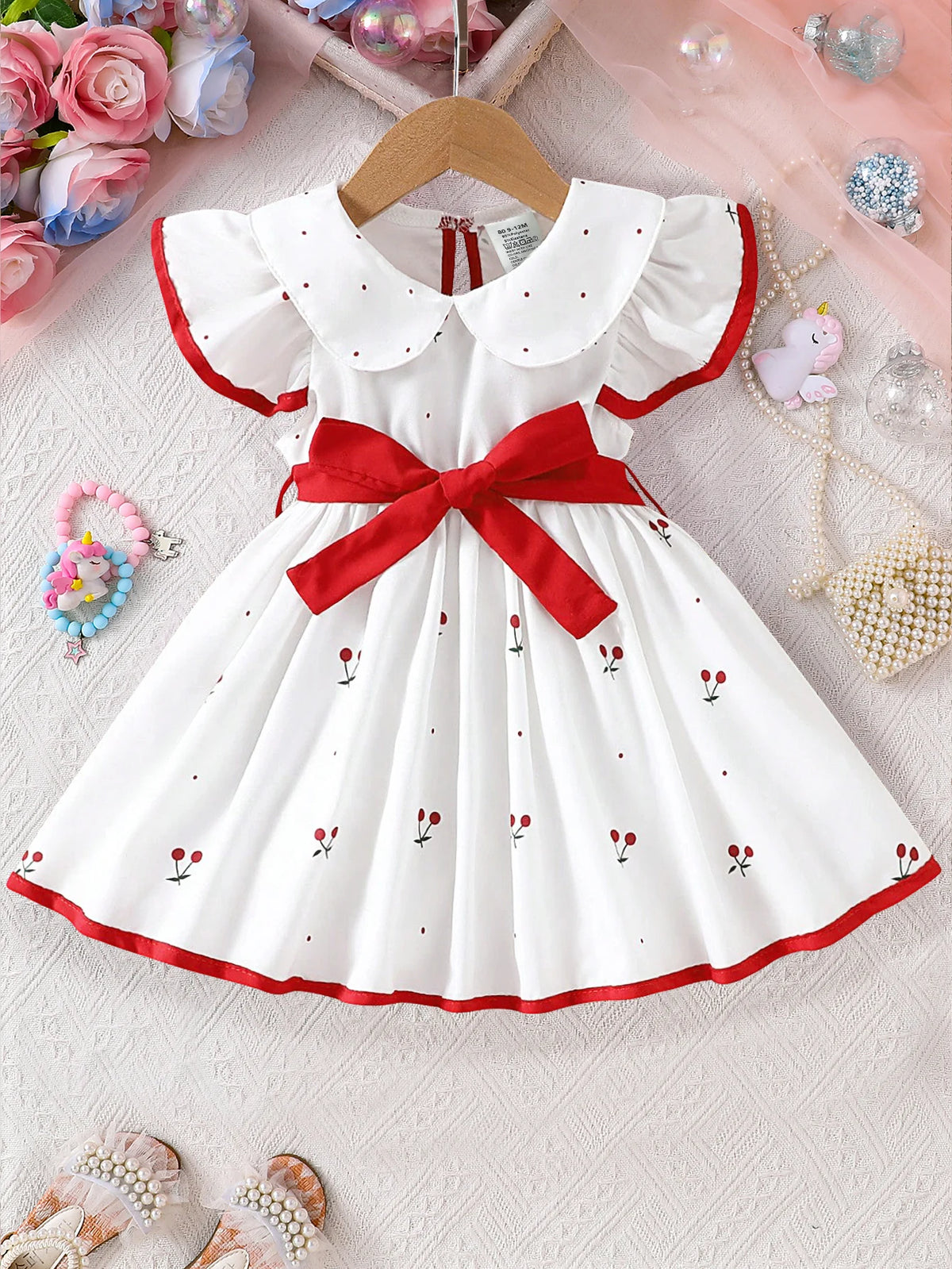2025 Summer Collection: Adorable Infant Floral Dress for Girls, Breathable Short Sleeve Princess Outfit for Ages 0-3 Years