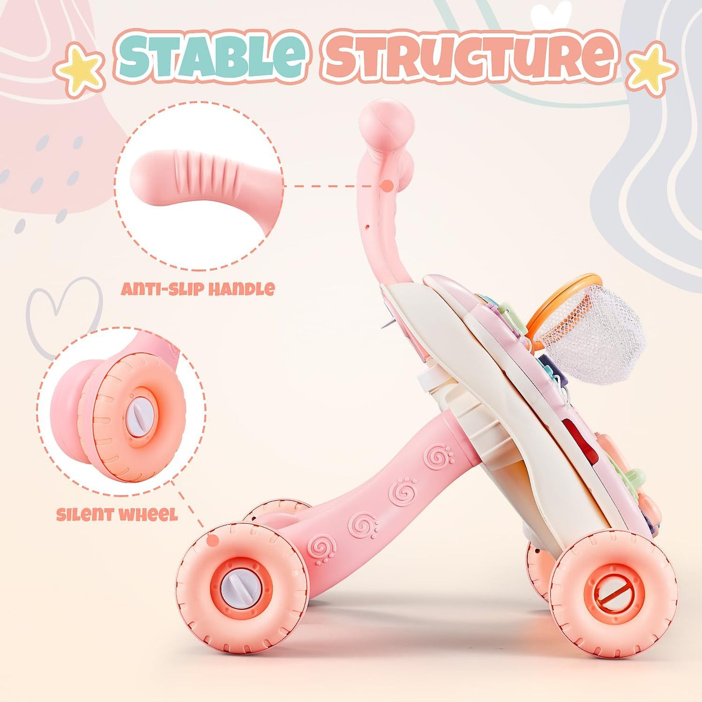 Children's Music Pink Gliding Walker, The Perfect Toy For Young Children