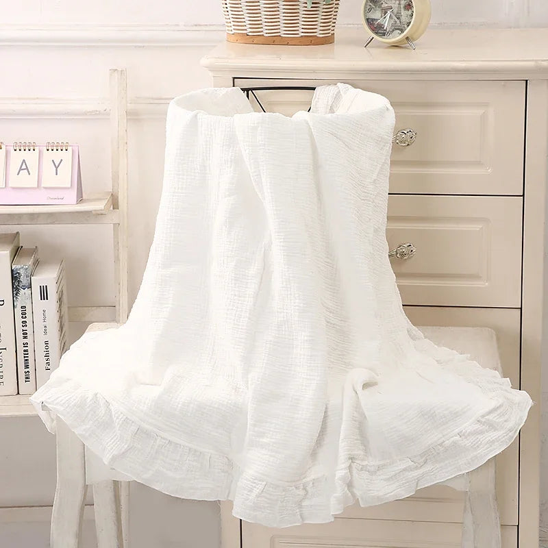 Organic Cotton Newborn Muslin Swaddle Blankets - Ruffled Gauze Baby Wraps and Bedding Accessories