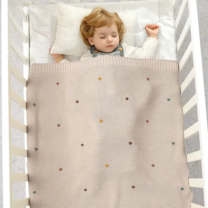 Luxuriously Soft Cotton Muslin Newborn Blanket - 90x70cm Knitted Swaddle Wrap for Infants & Toddlers