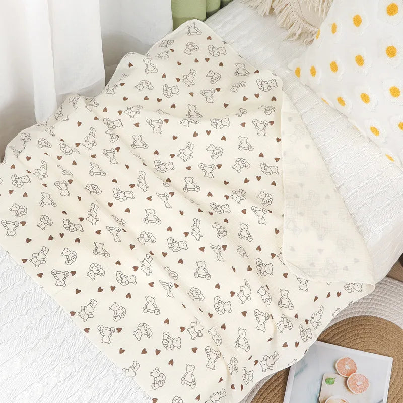 Adorable Cotton Muslin Baby Swaddle Blanket - Soft, Breathable, and Perfect for Newborns!