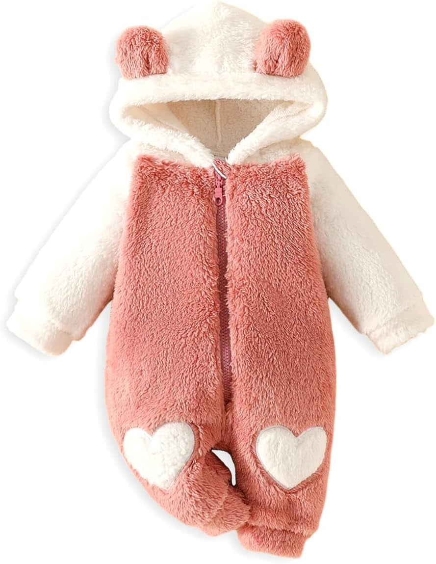 Cozy Winter Wonderland: Newborn Baby Girl Hooded Jumpsuit & Snowsuit Gift Set