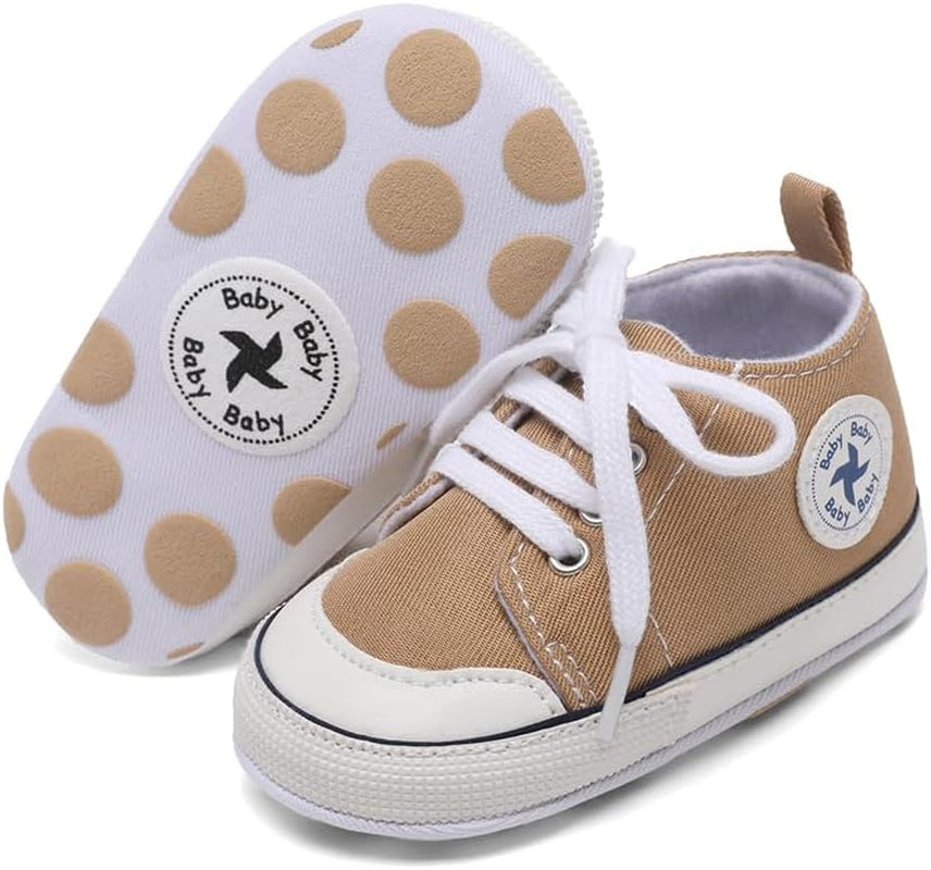 Adorable Unisex High Top Canvas Sneakers for Newborns - Soft Anti-Slip Sole First Walkers in Denim