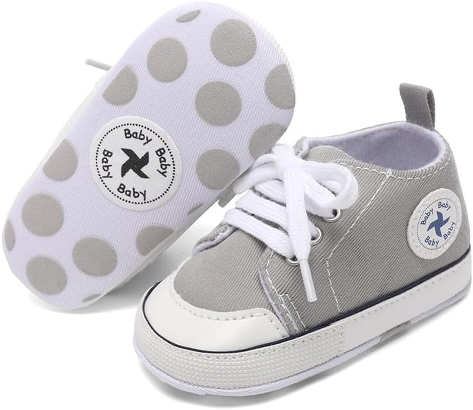 Adorable Unisex High Top Canvas Sneakers for Newborns - Soft Anti-Slip Sole First Walkers in Denim