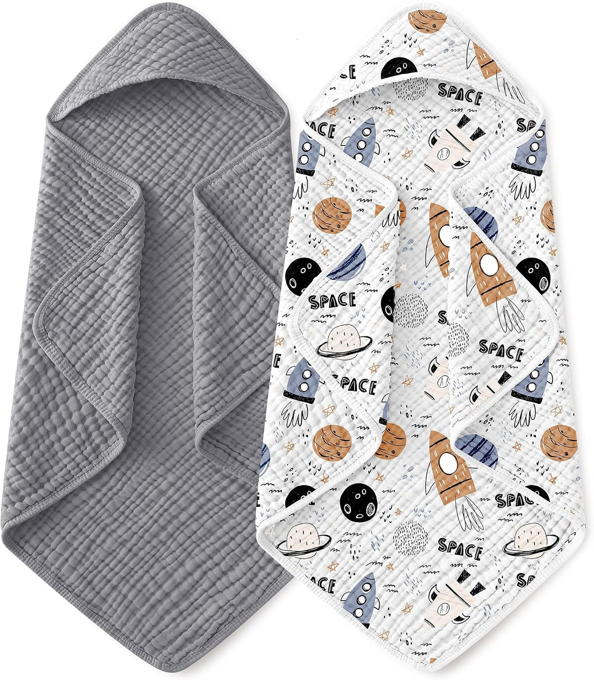 Muslin hooded baby towels, 2-pack, view 26