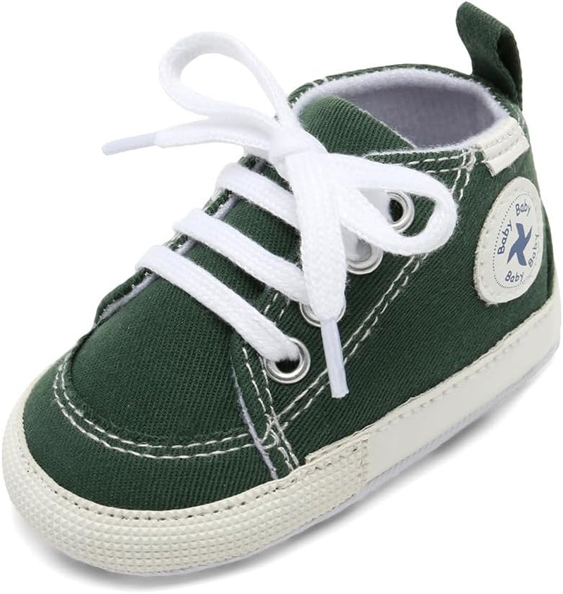 Adorable Unisex High Top Canvas Sneakers for Newborns - Soft Anti-Slip Sole First Walkers in Denim
