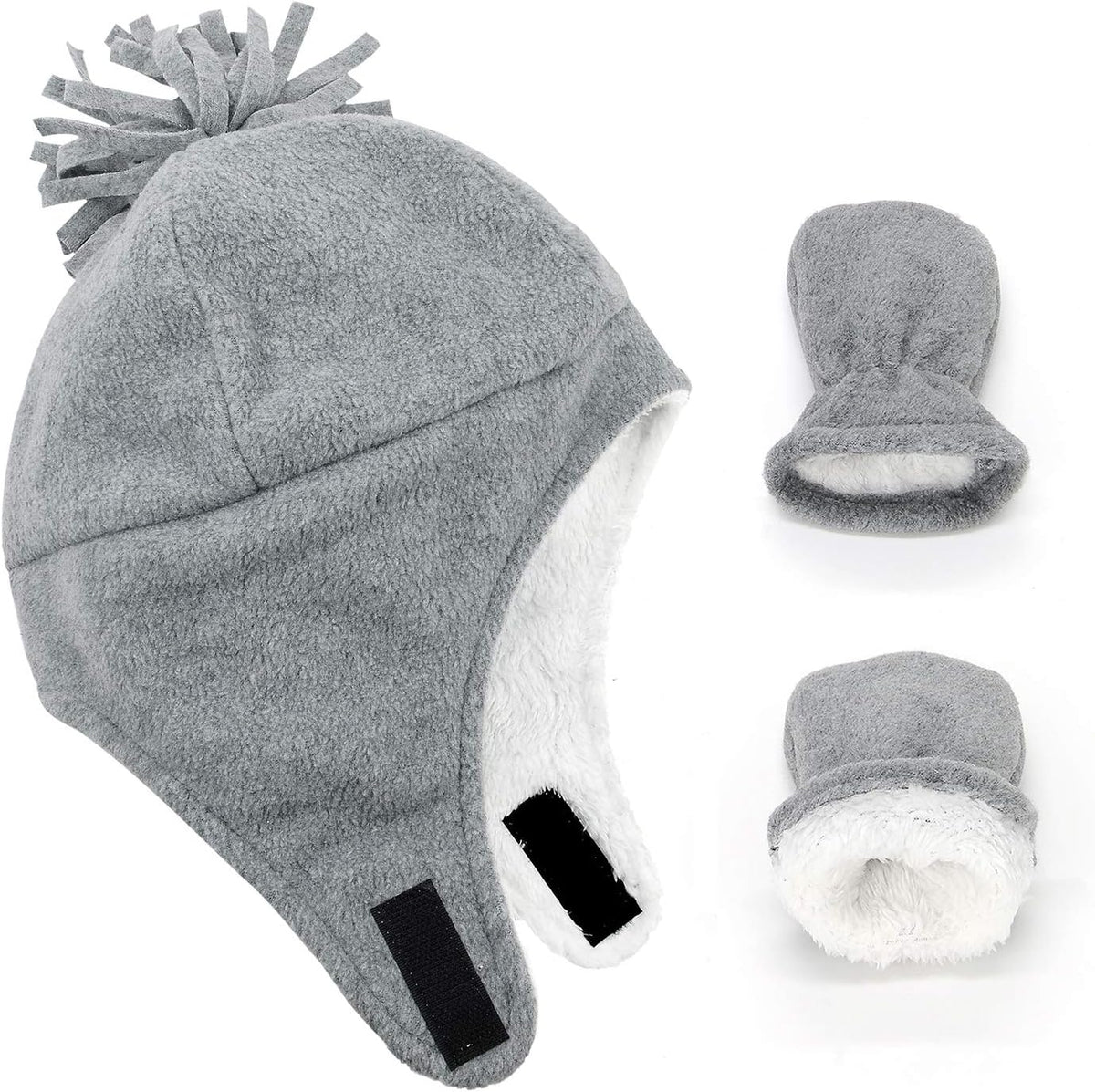 Sherpa-lined winter hat and mittens set, view 12
