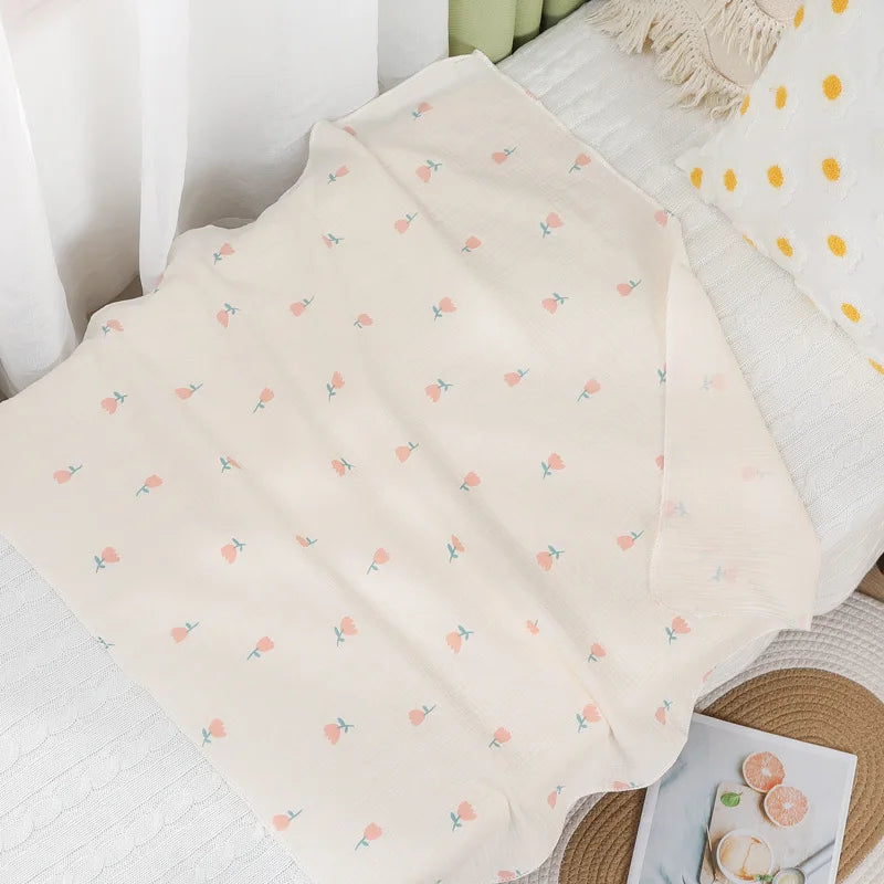 Adorable Cotton Muslin Baby Swaddle Blanket - Soft, Breathable, and Perfect for Newborns!