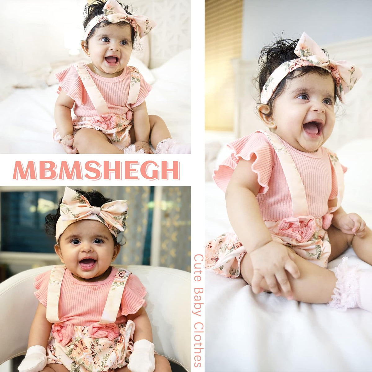 Adorable Newborn Baby Girl Floral Ruffle Sleeve Romper Dress with Headband - Perfect Spring/Summer Outfit!