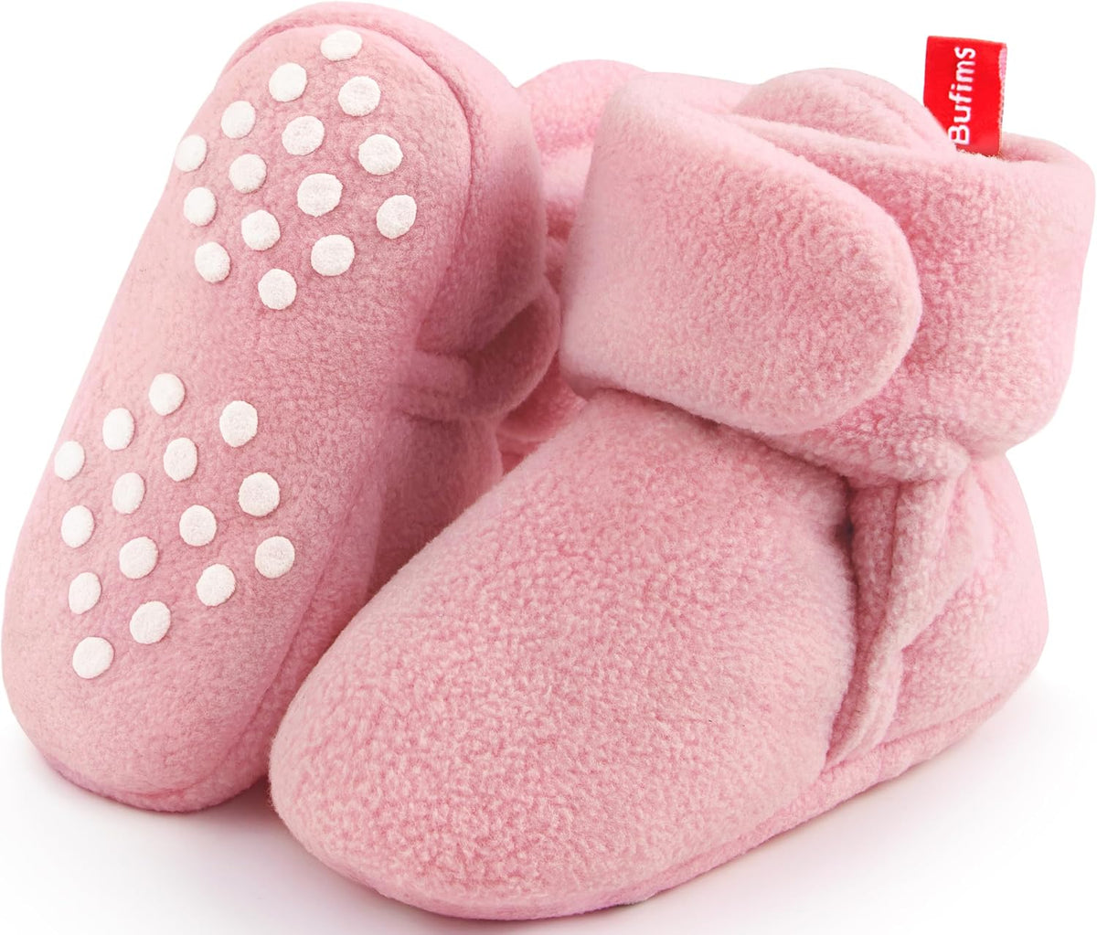 Fleece baby booties with non-slip soles, view 10