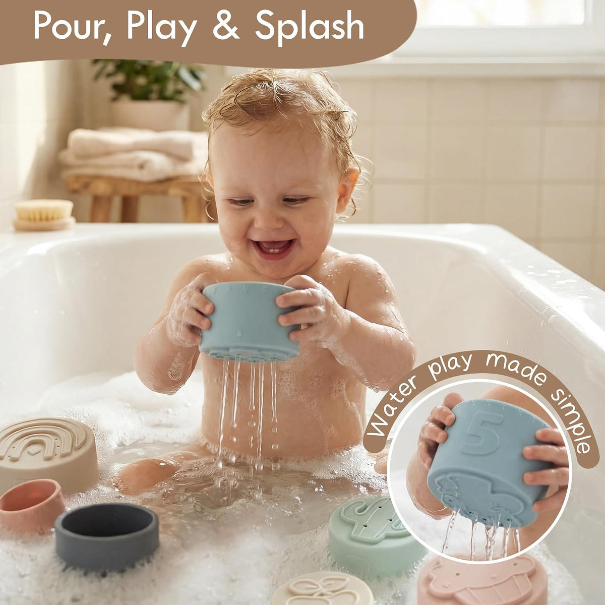 Silicone stacking cups, view 4
