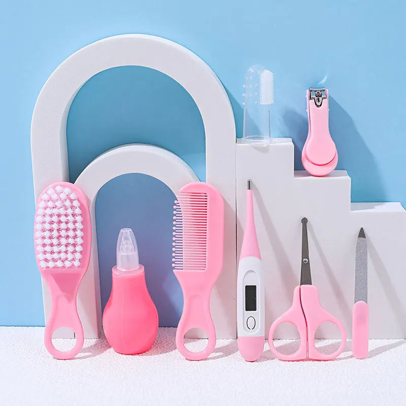 Essential 8-Piece Newborn Health Care and Grooming Kit: Complete Nail, Hair, Thermometer, and Brush Set for Safe Baby Care