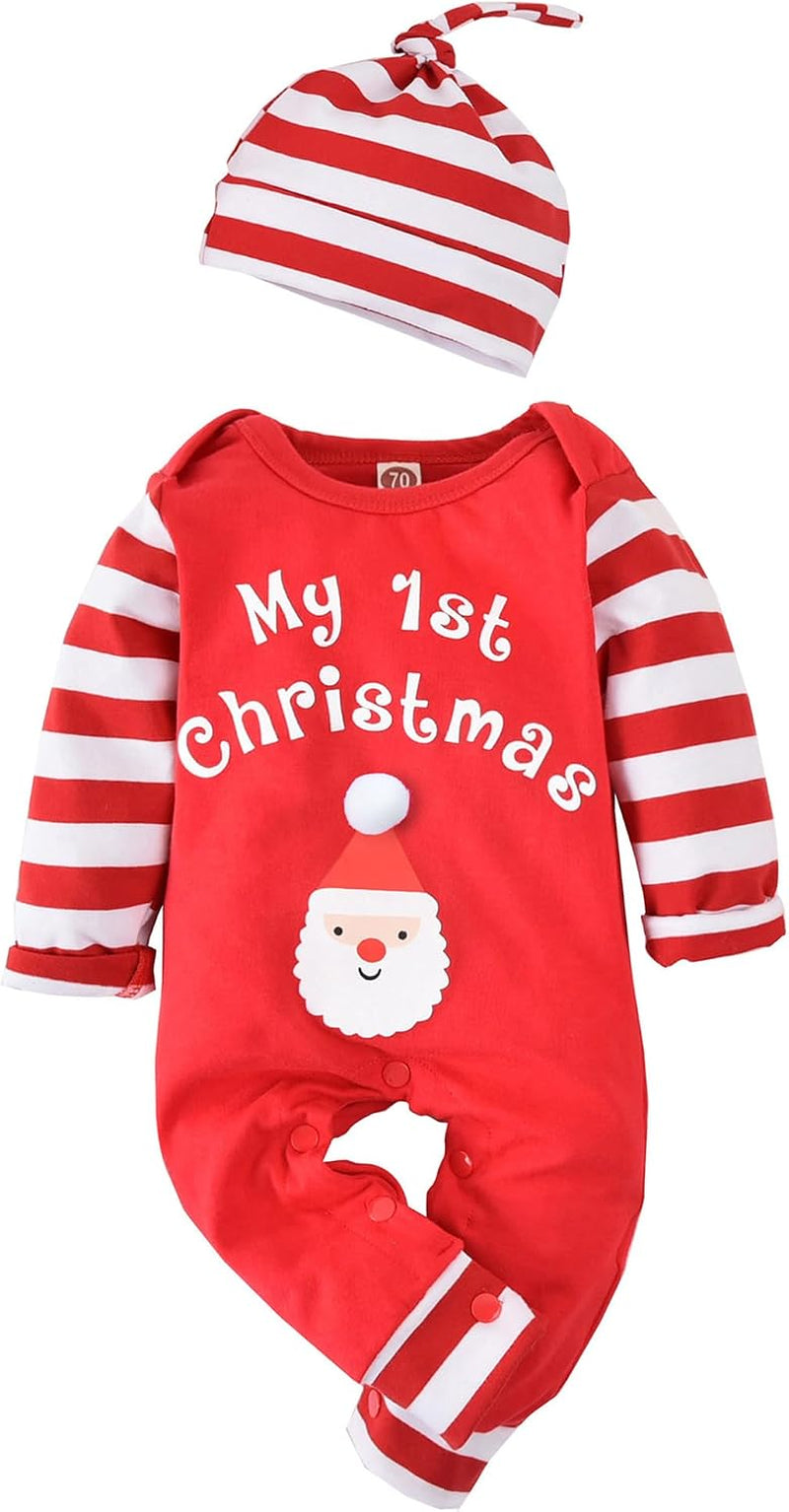 Infant Baby Boys Girls First Christmas Outfit Xmas Romper Elf Santa Clothes