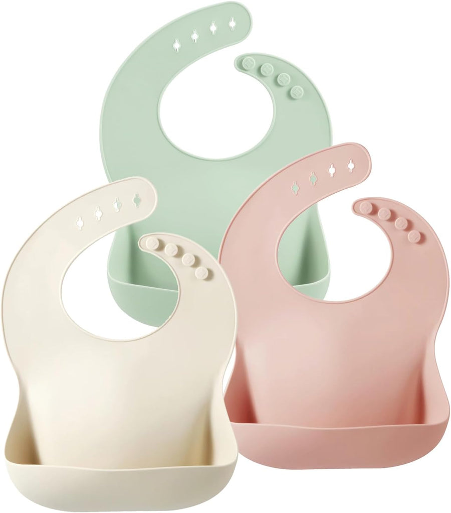 Silicone baby bibs, 3-pack