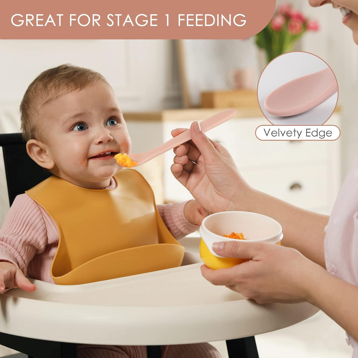 First-stage silicone baby spoons, view 5