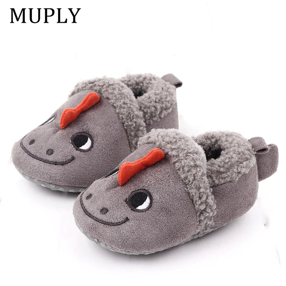 Adorable Anti-Slip Infant Knit Slippers for Boys and Girls - Cute Cartoon Prewalker Crib Shoes