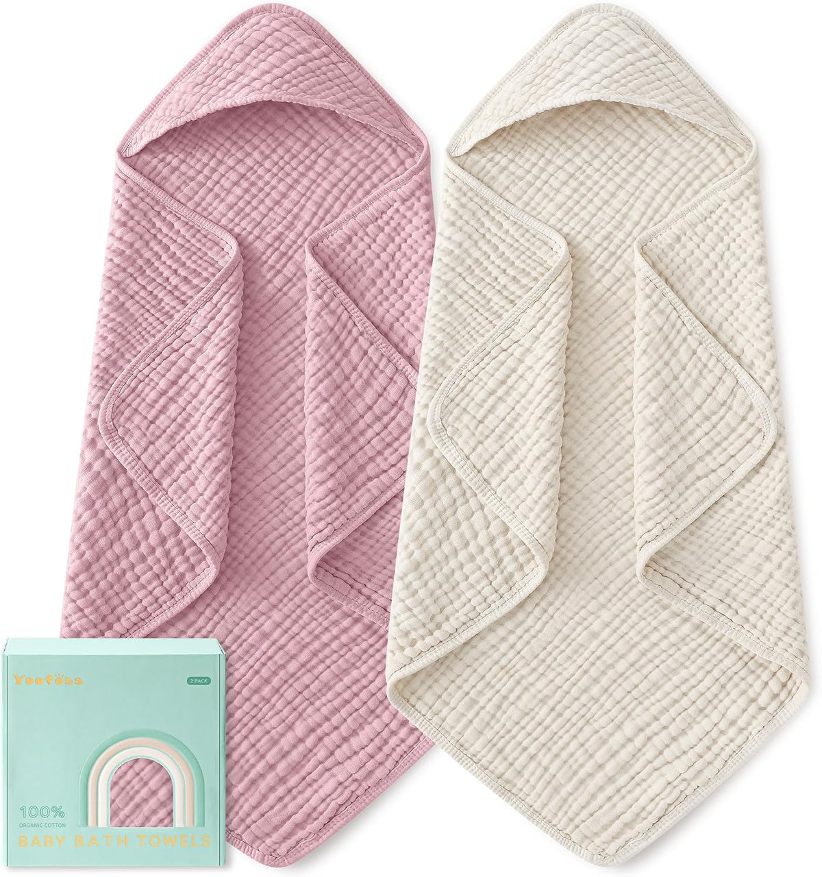 Muslin hooded baby towels, 2-pack, view 11