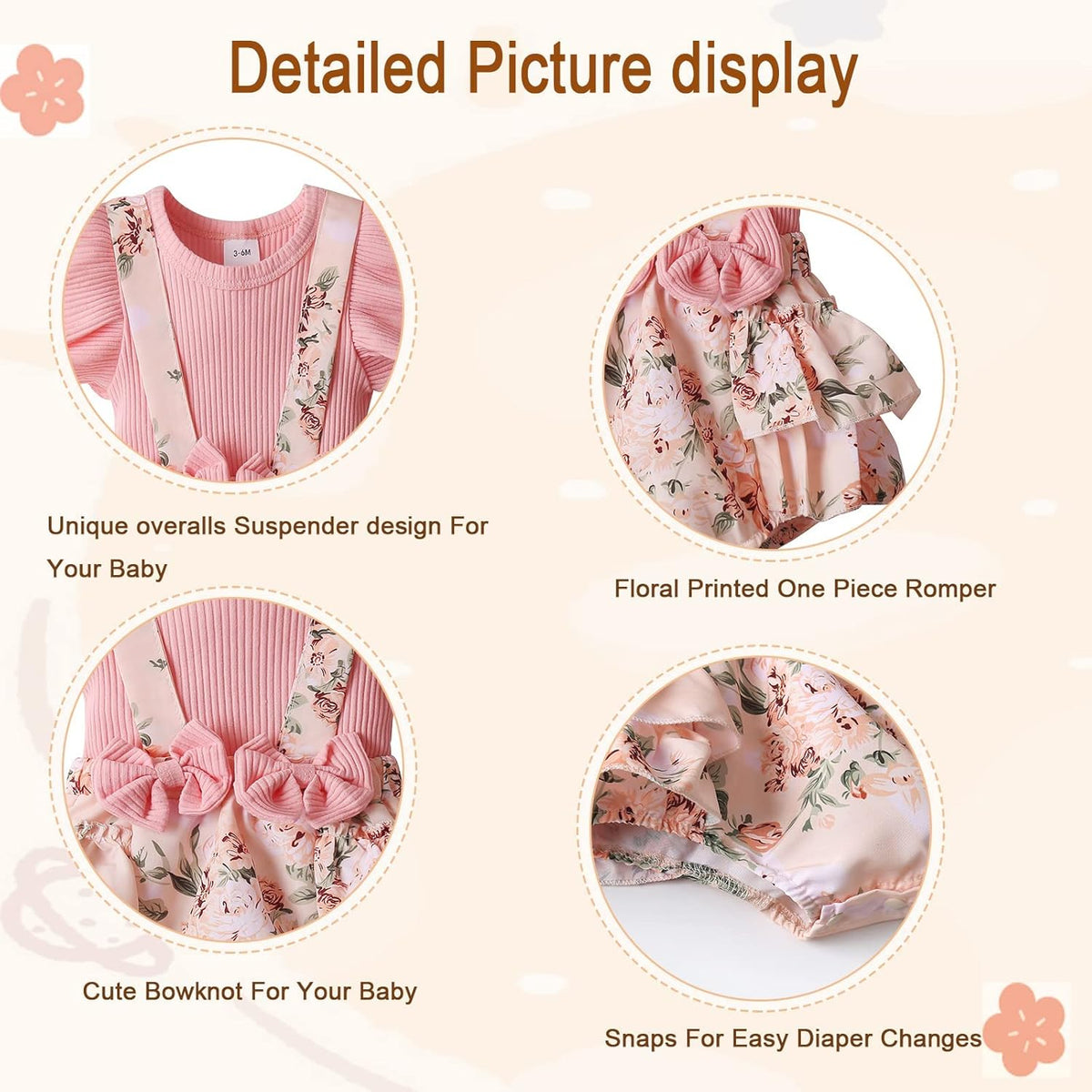 Adorable Newborn Baby Girl Floral Ruffle Sleeve Romper Dress with Headband - Perfect Spring/Summer Outfit!