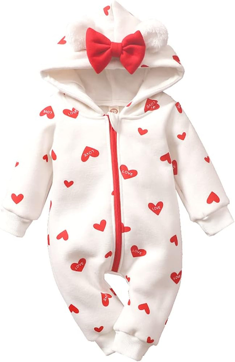 Cozy Winter Wonderland: Newborn Baby Girl Hooded Jumpsuit & Snowsuit Gift Set