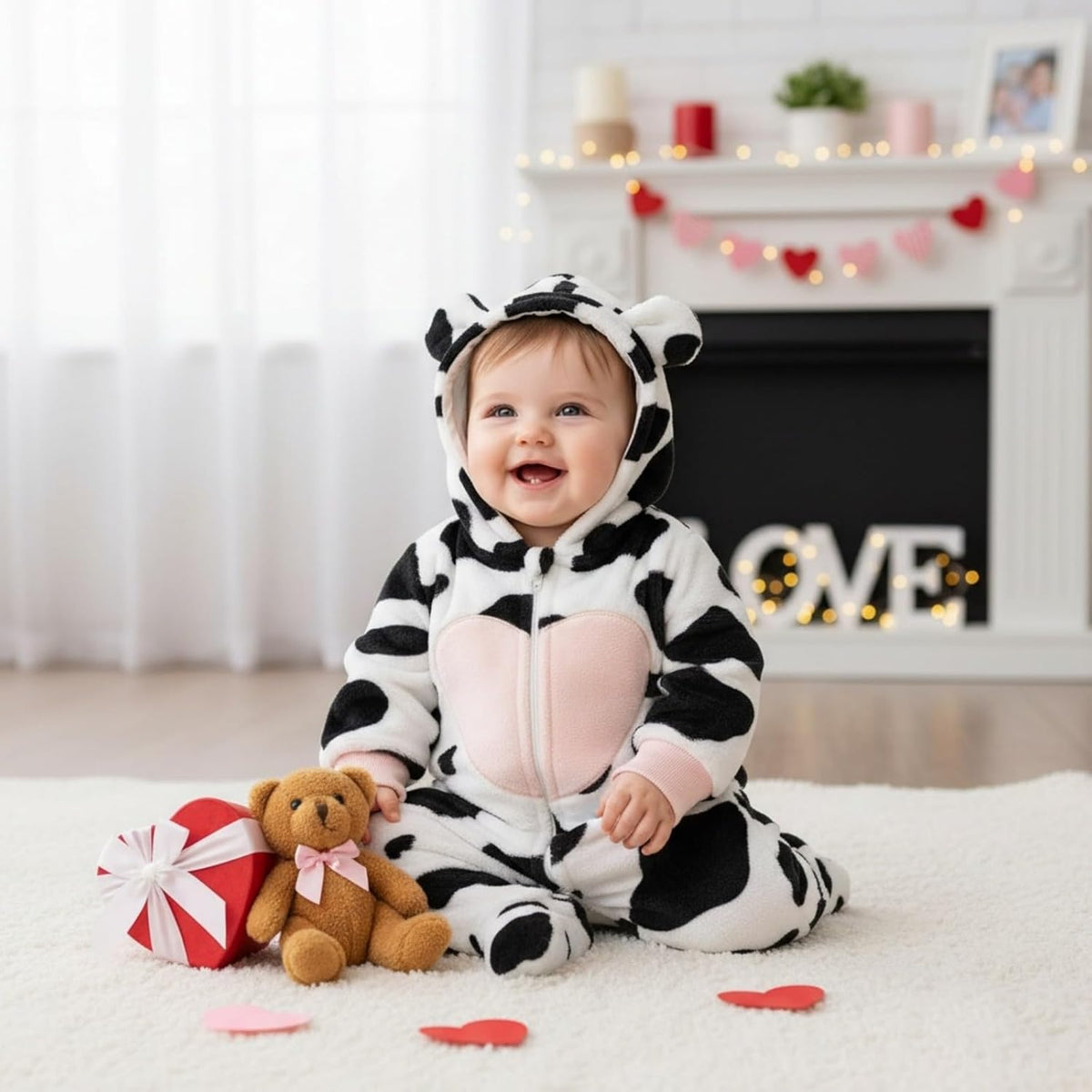 Cozy Winter Wonderland: Newborn Baby Girl Hooded Jumpsuit & Snowsuit Gift Set
