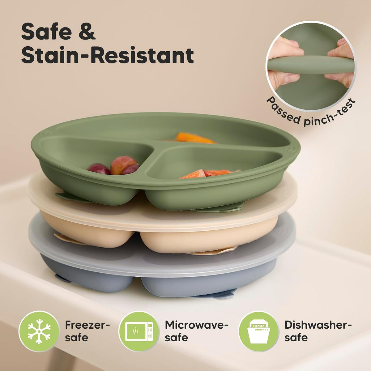 Silicone suction plates with lids, view 5