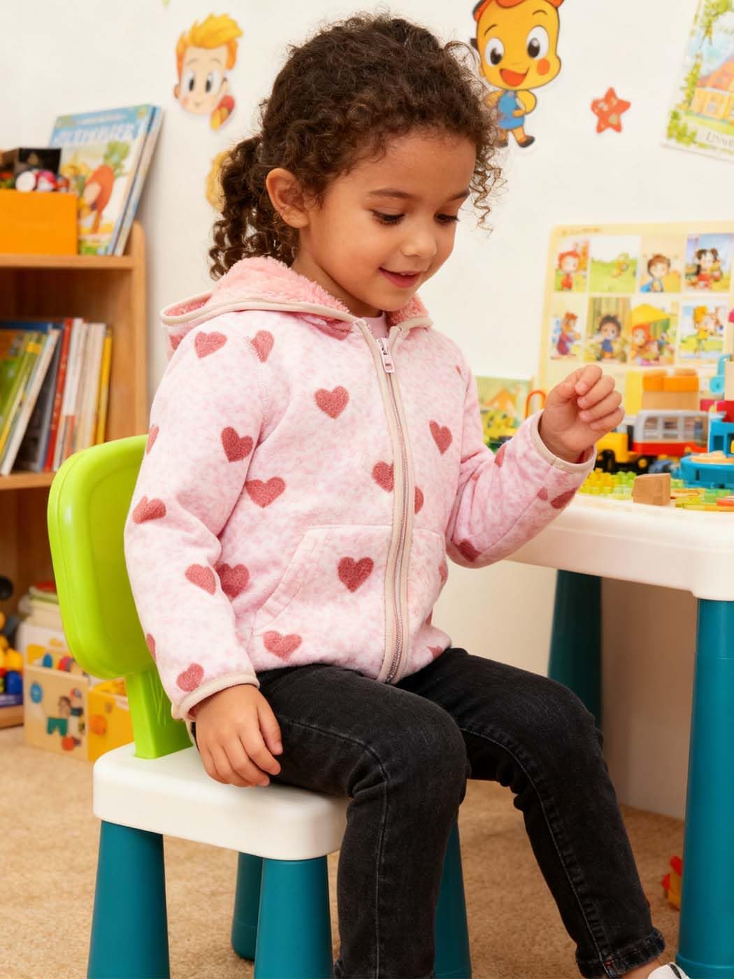 Sherpa-lined fleece hoodie jacket, view 4