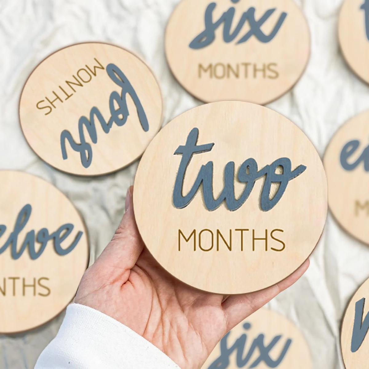 Wooden monthly milestone discs, view 4