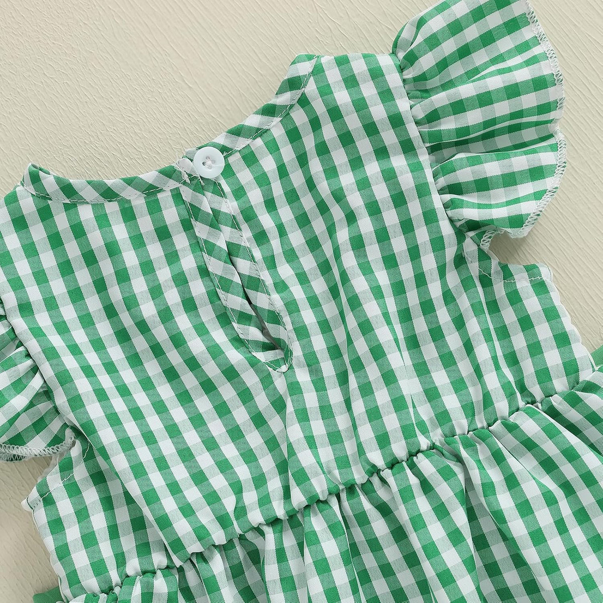Newborn Girl Smocked Santa Romper Infant Baby Christmas Tree Embroidery Bubble Rompers Fly Sleeve Gingham Bodysuit