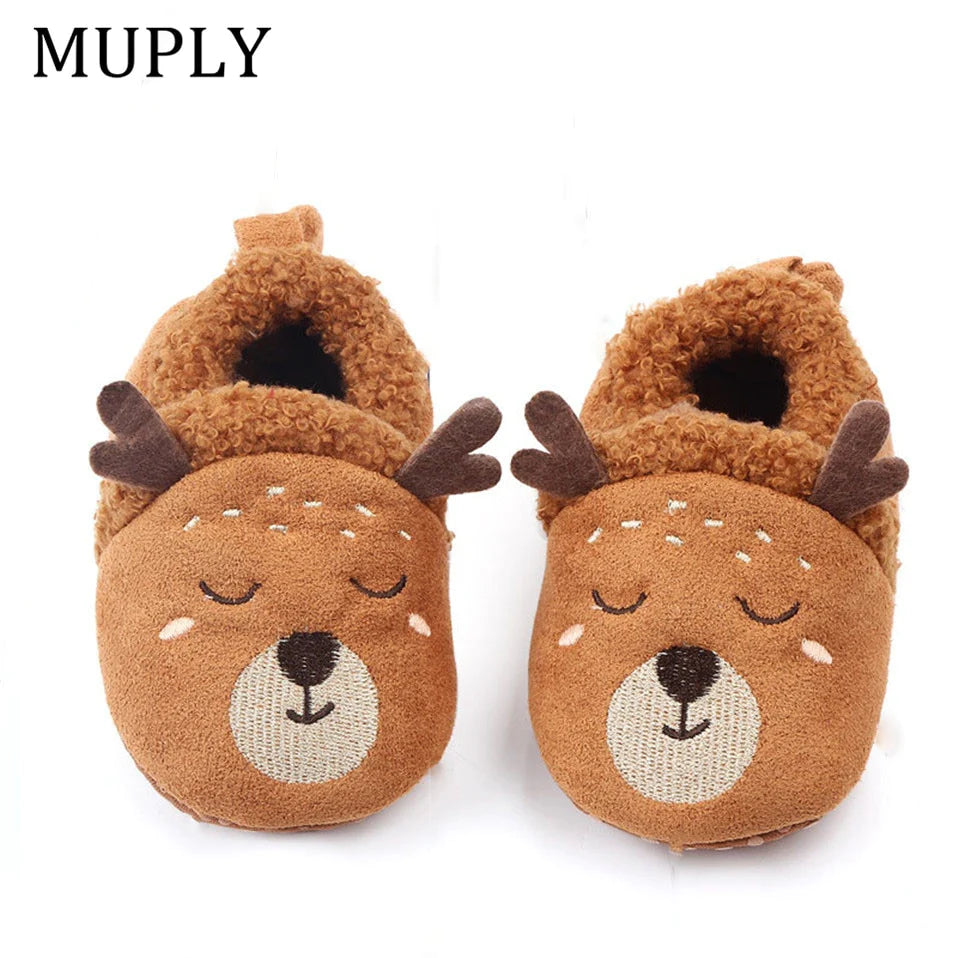 Adorable Anti-Slip Infant Knit Slippers for Boys and Girls - Cute Cartoon Prewalker Crib Shoes
