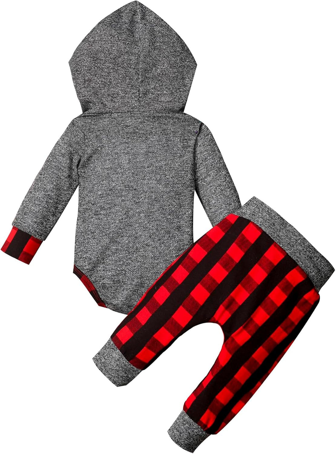 Adorable Newborn Baby Boy Plaid Hoodie & Pants Set - Cozy 2PCS Fall/Winter Outfit