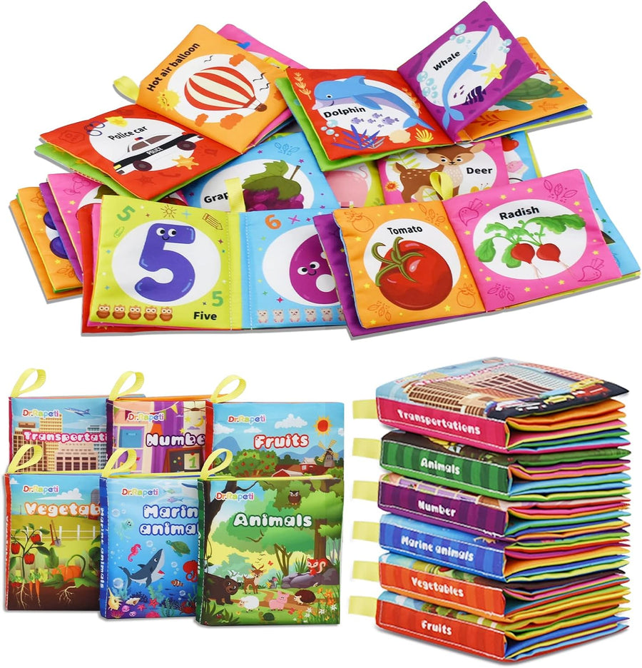 Soft cloth baby books, 6-pack