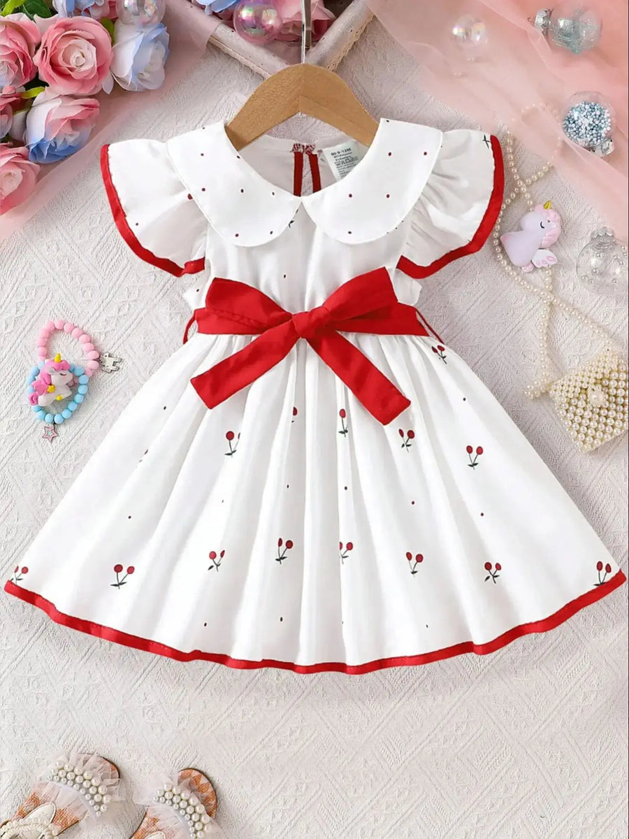 2025 Summer Collection: Adorable Infant Floral Dress for Girls, Breathable Short Sleeve Princess Outfit for Ages 0-3 Years