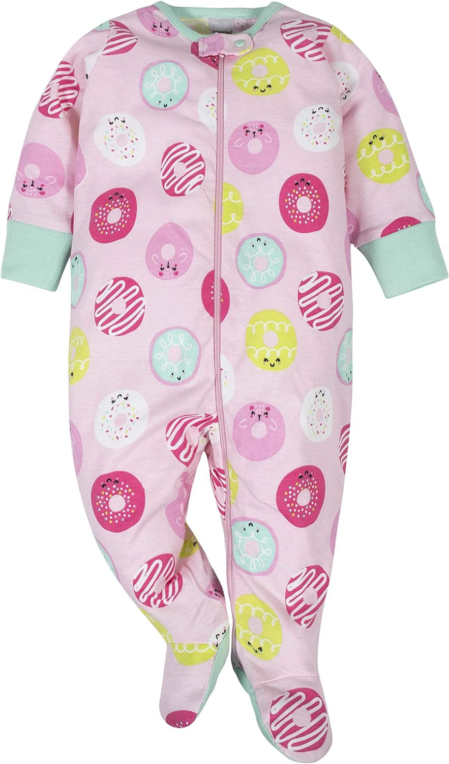 Baby Girls' 4-Pack Assorted Print Sleep and Play Footies