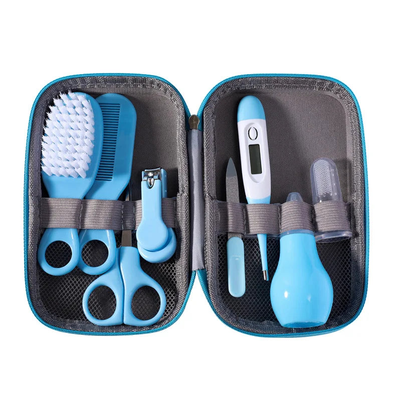 Essential 8-Piece Newborn Health Care and Grooming Kit: Complete Nail, Hair, Thermometer, and Brush Set for Safe Baby Care
