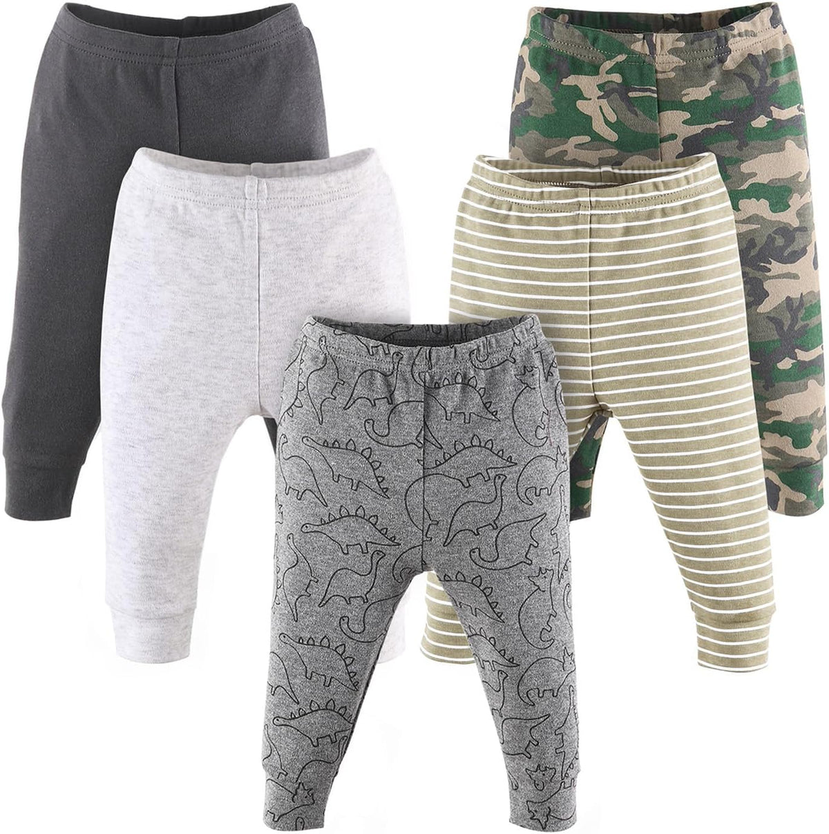 Adorable 5 Pack Dinosaur Pants Set for Babies & Toddlers - 100% Cotton, Perfect for 0-24 Months!
