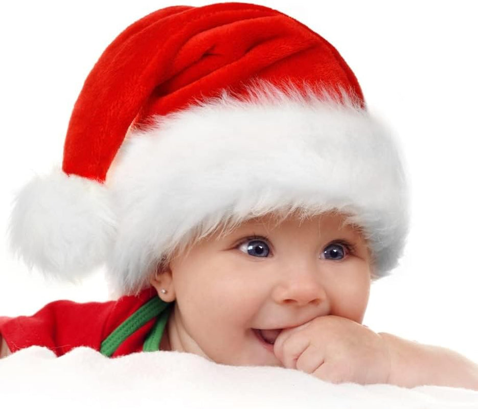 Plush red velvet Santa hat for babies and kids