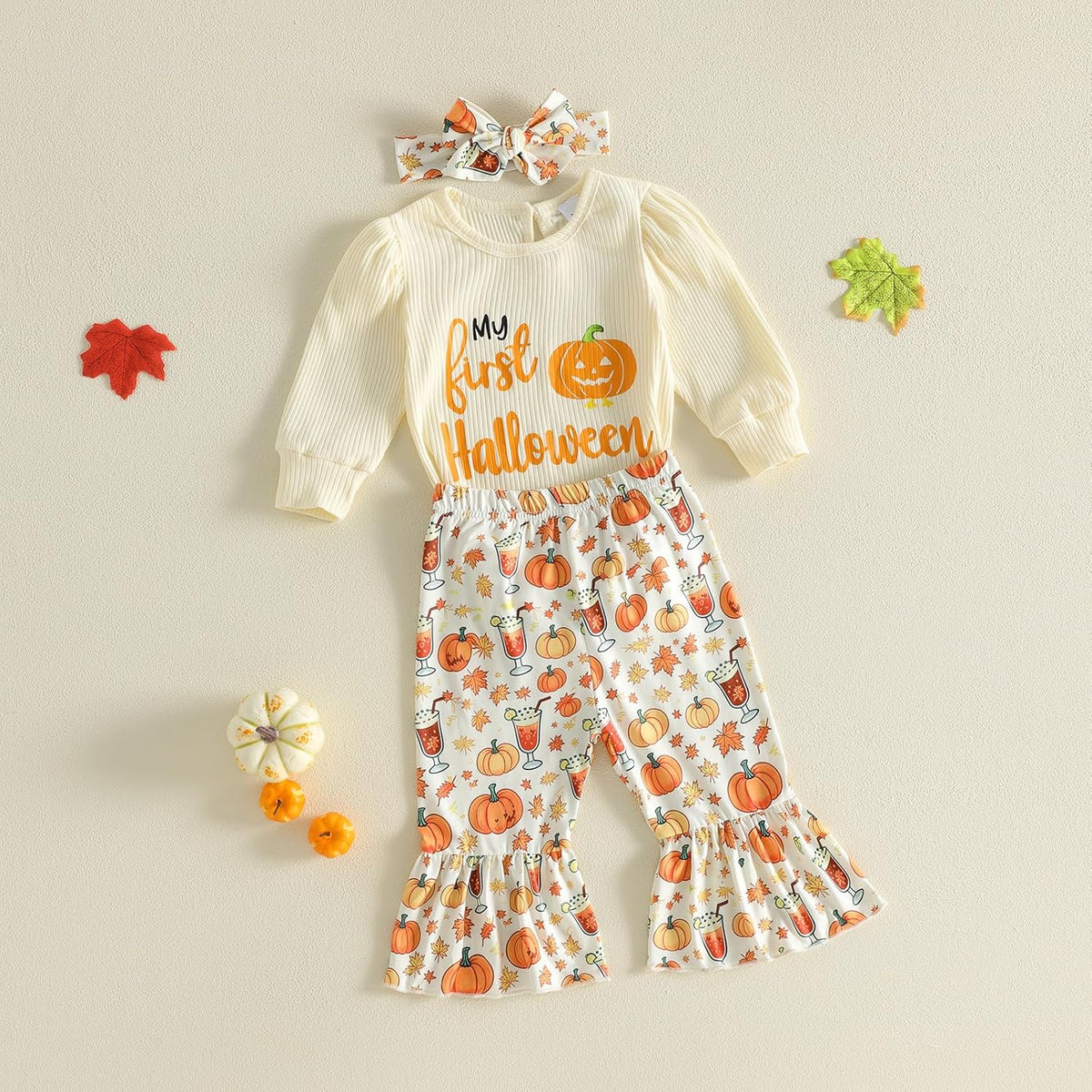 Halloween Baby Girl Clothes My First Halloween Pumpkin Romper Shirt Onesie Bell Bottoms Cute Newborn Fall Outfit