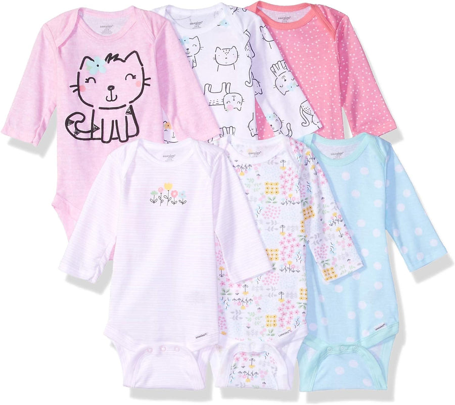 Ultimate 6-Pack Long Sleeve Bodysuits for Infants - Stylish & Comfortable for Boys & Girls!
