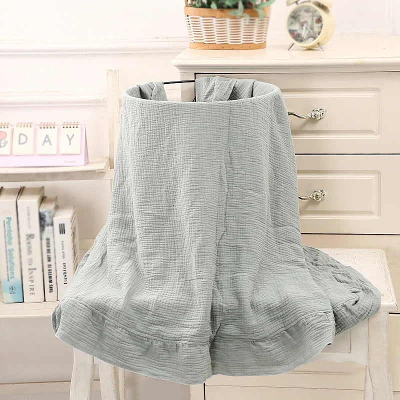 Organic Cotton Newborn Muslin Swaddle Blankets - Ruffled Gauze Baby Wraps and Bedding Accessories