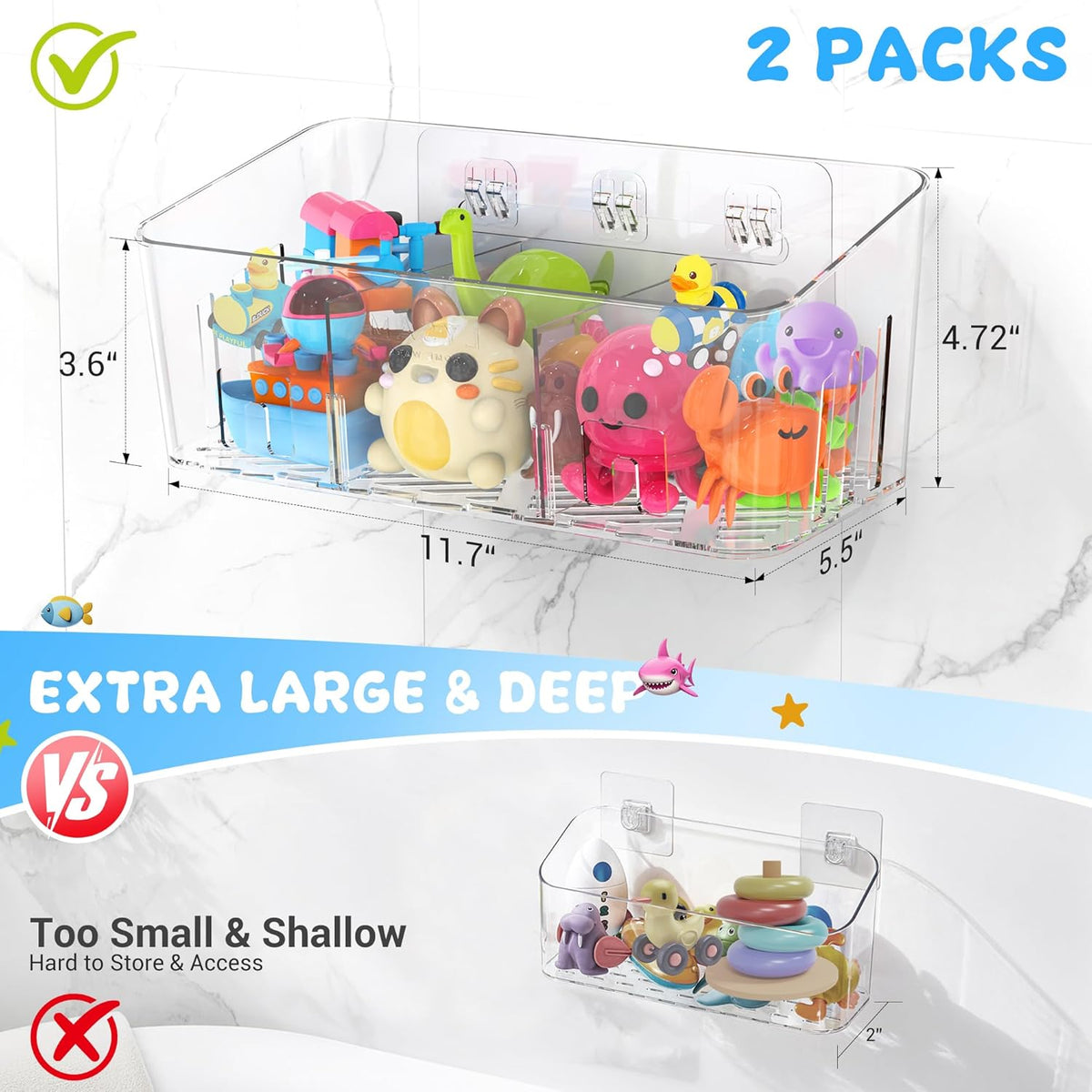 Bath toy storage organizer, view 3