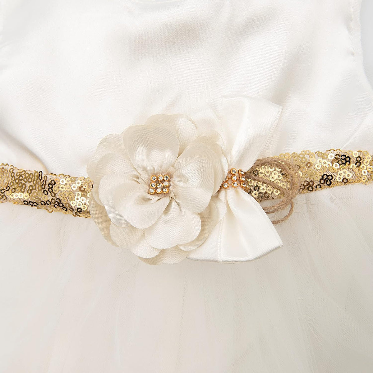 Adorable Newborn Baby Girl Lace Dress Set - 4-Piece Outfit for Special Occasions with Gift Box (0 Months, White & Gold)